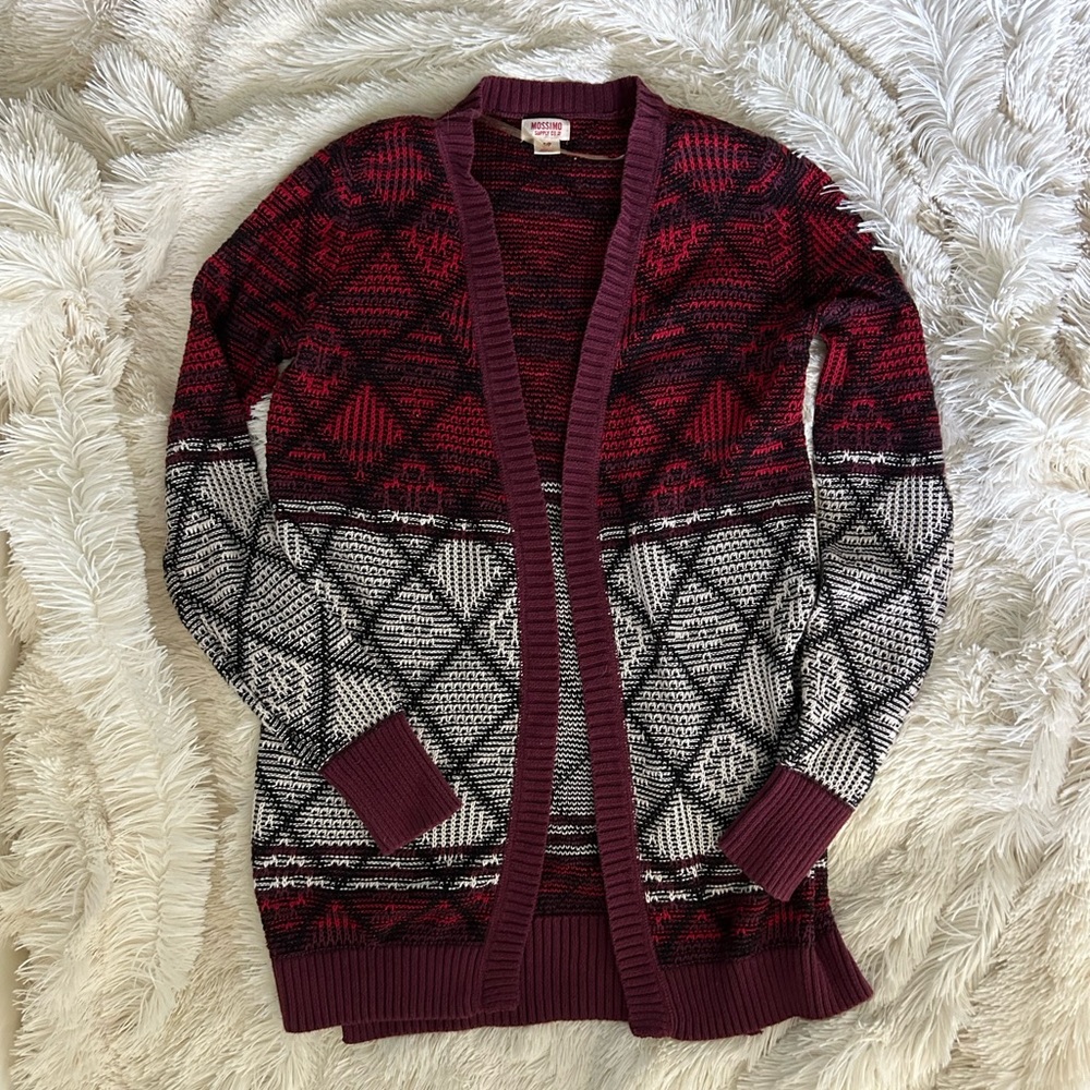 Cute patterned open-front cardigan